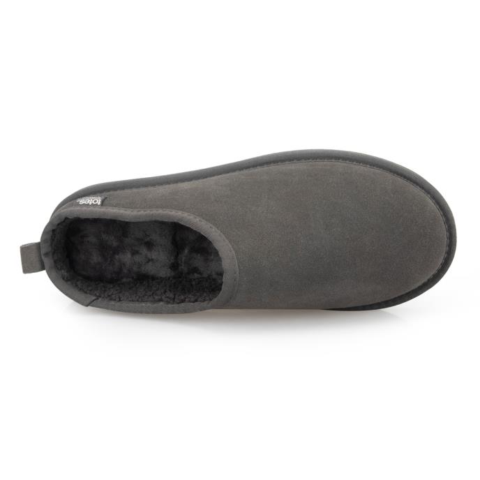 Isotoner® Mens Borg Lined Suede Mule Slipper Grey Extra Image 4
